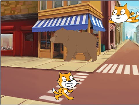 熊と路上ダンス